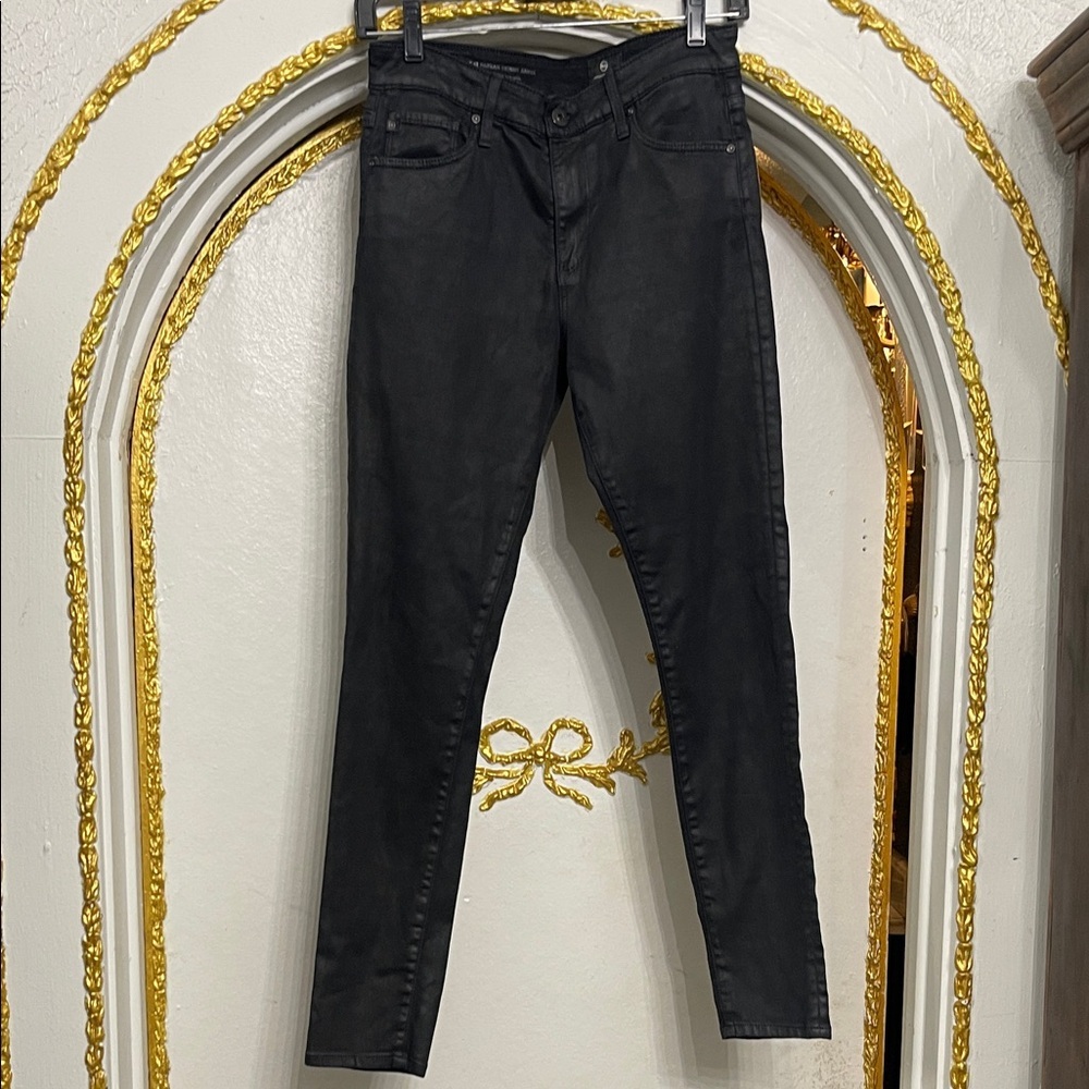 AG Adriano Goldschmied The Farrah Skinny Ankle Jeans – Black Coated Size 27R